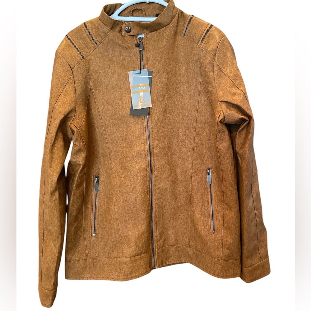 Riot Empire Faux Brown Leather Jacket Size Small NWT